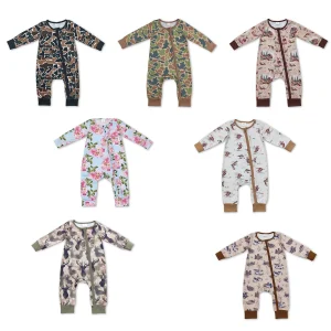 All Over Print Bamboo Zipper Romper