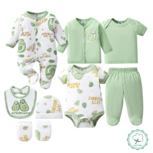 8pc Newborn Baby Set, 100% Cotton Infant Essentials